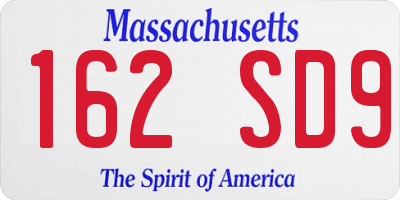 MA license plate 162SD9
