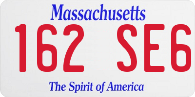 MA license plate 162SE6