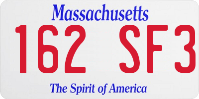 MA license plate 162SF3