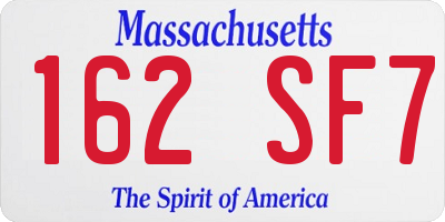MA license plate 162SF7