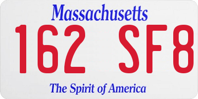 MA license plate 162SF8