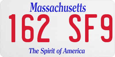 MA license plate 162SF9