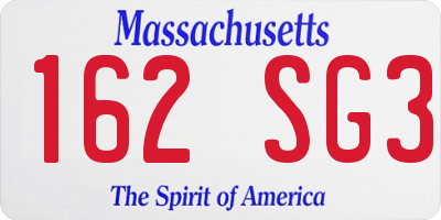 MA license plate 162SG3