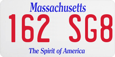 MA license plate 162SG8