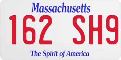MA license plate 162SH9