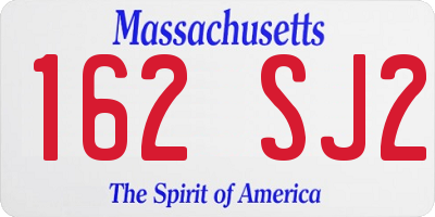 MA license plate 162SJ2
