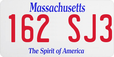 MA license plate 162SJ3