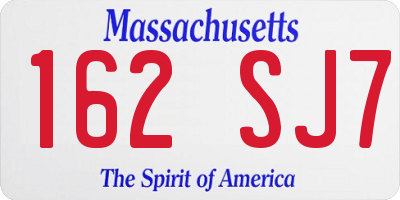 MA license plate 162SJ7