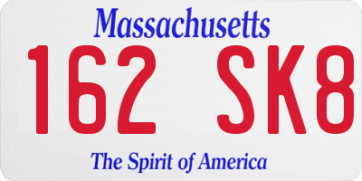 MA license plate 162SK8