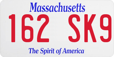 MA license plate 162SK9