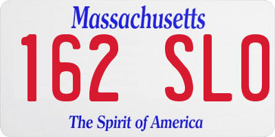 MA license plate 162SL0