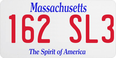 MA license plate 162SL3