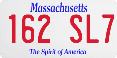 MA license plate 162SL7
