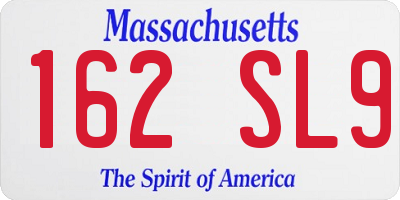 MA license plate 162SL9