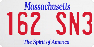 MA license plate 162SN3