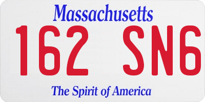 MA license plate 162SN6