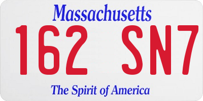MA license plate 162SN7