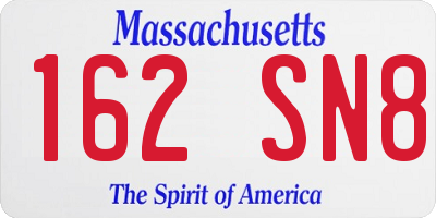MA license plate 162SN8