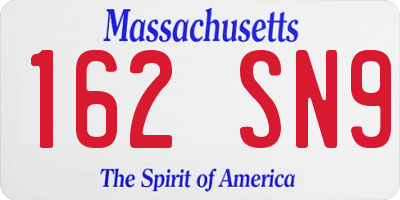 MA license plate 162SN9