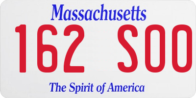 MA license plate 162SO0