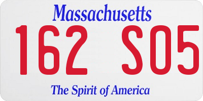 MA license plate 162SO5
