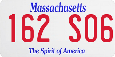 MA license plate 162SO6