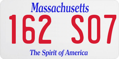 MA license plate 162SO7