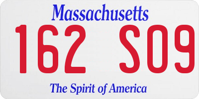 MA license plate 162SO9