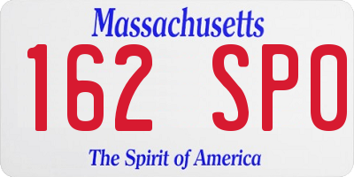 MA license plate 162SP0