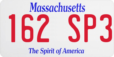 MA license plate 162SP3