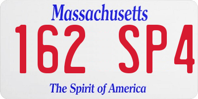 MA license plate 162SP4