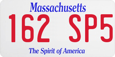 MA license plate 162SP5