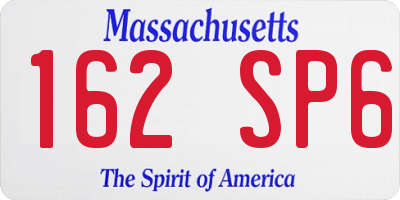 MA license plate 162SP6