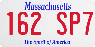 MA license plate 162SP7