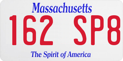 MA license plate 162SP8