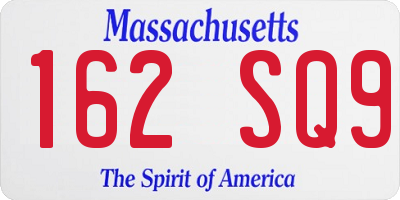 MA license plate 162SQ9