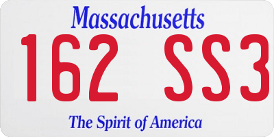 MA license plate 162SS3