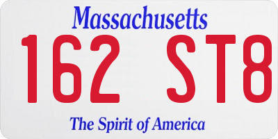 MA license plate 162ST8