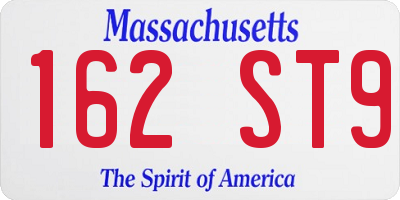 MA license plate 162ST9