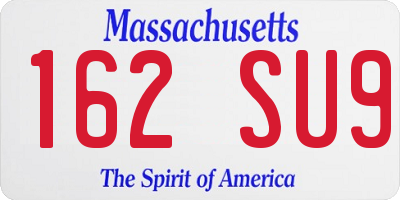 MA license plate 162SU9