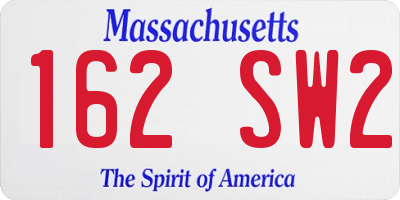 MA license plate 162SW2