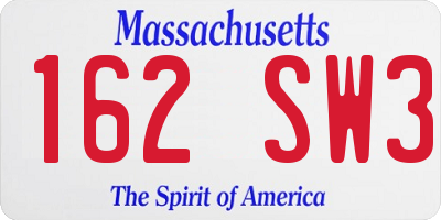 MA license plate 162SW3