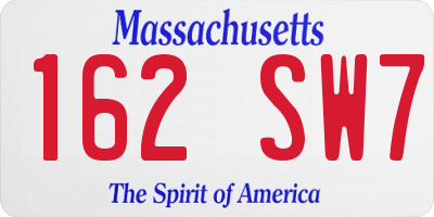 MA license plate 162SW7