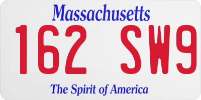MA license plate 162SW9