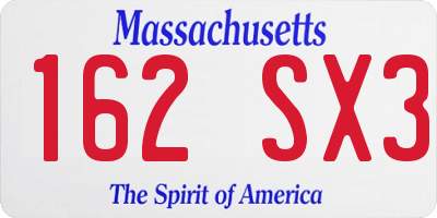 MA license plate 162SX3