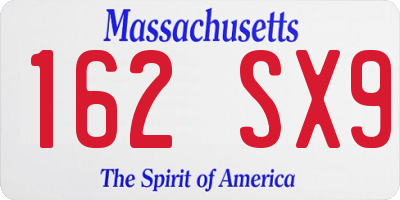 MA license plate 162SX9