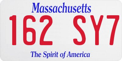 MA license plate 162SY7