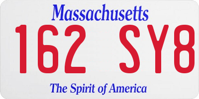 MA license plate 162SY8