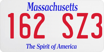 MA license plate 162SZ3