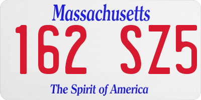 MA license plate 162SZ5